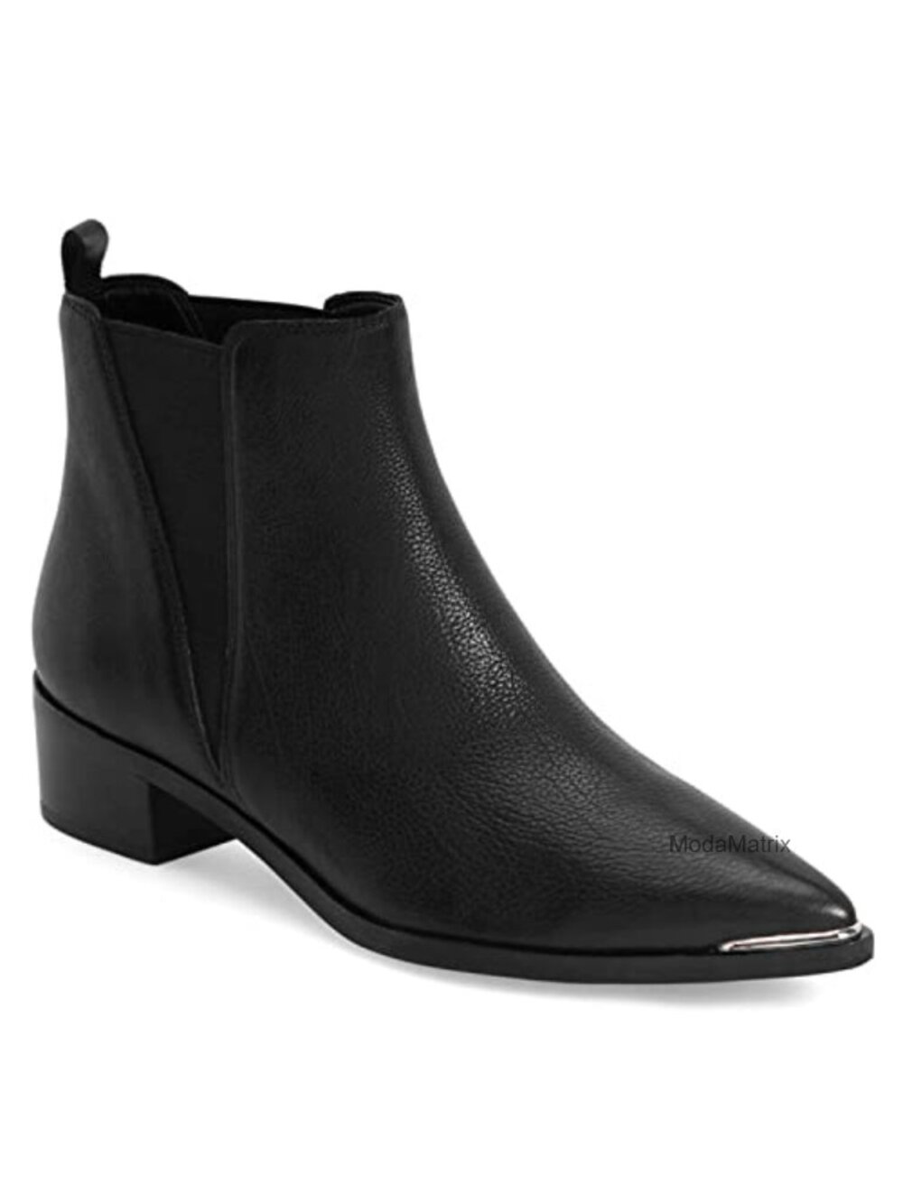 Womens Chelsea Boots Pointed Toe Chunky Stacked Low Heel Slip On Ankle Booties